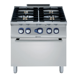 Sporák plynový, 4 horáky (4x5.5kW), na plynovej rúre (6 kW)