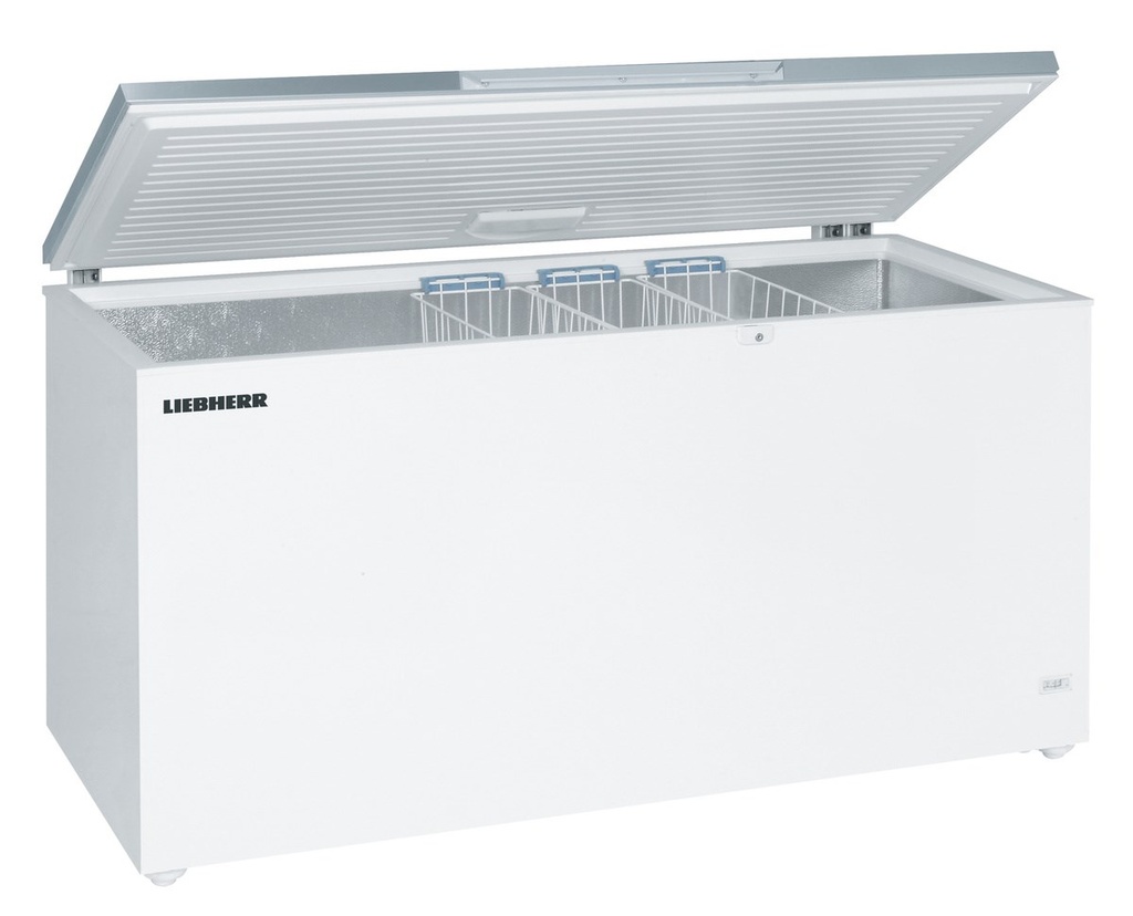 Truhlicová mraznička so statickým chladením, 542 l, biela, nerezový zdvíhací kryt