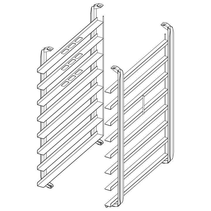 Závesný rám typ 10-1/1, 400x600 mm, 8 zásuvných roštov,  rozteč 90 mm, pekárska norma
