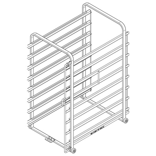 Stojanový vozík typ 10-1/1, 8 zásuvných roštov, rozteč 80 mm