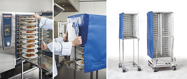 Finishing systém pre bankety typ 6-2/1 (zavážací vozík na 34 tanierov, tepelný kryt a transportný vozík)