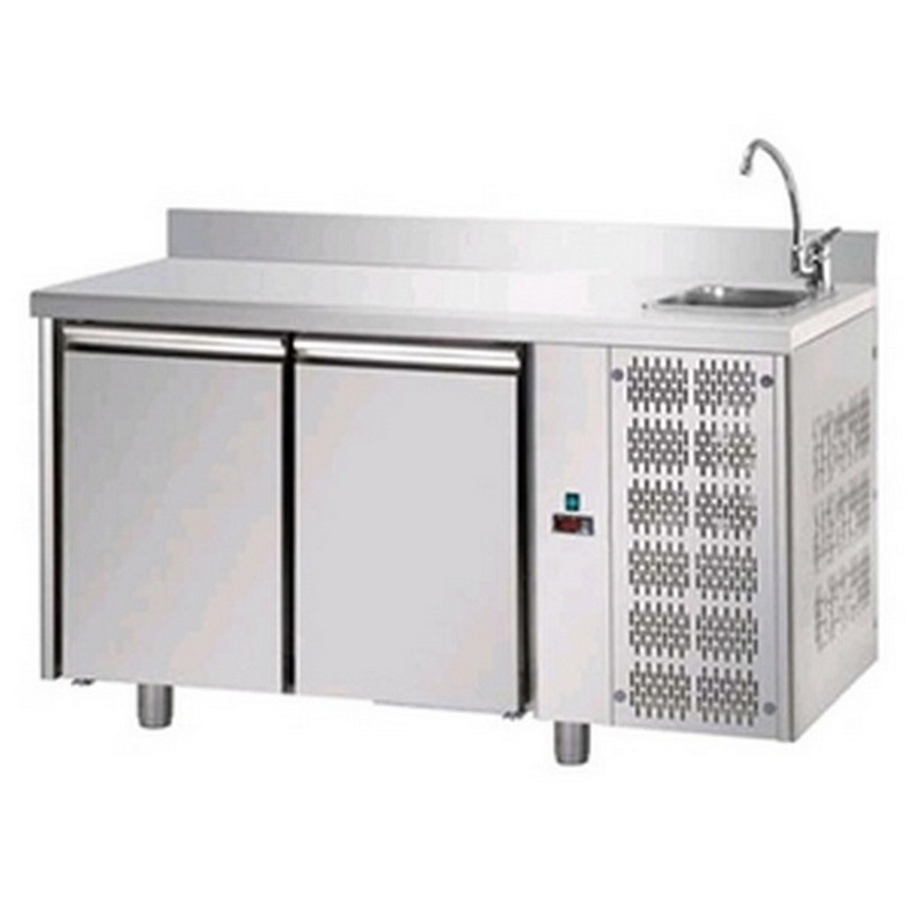 Chladiaci stôl GN 1/1, 2 - sektorový s drezom, so zadným lemom