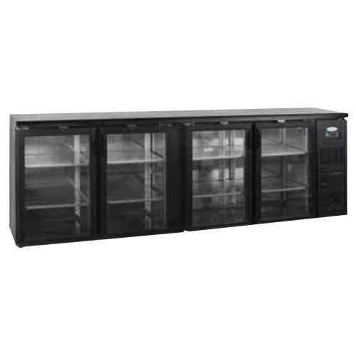Stôl chladiaci barový, 4 presklené dvere, čierny