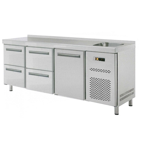 Stôl chladiaci s drezom, 1 x dvere, 4 x zás.