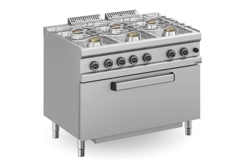 Plynový šporák, 6 horákov s plyn. rúrou Maxi