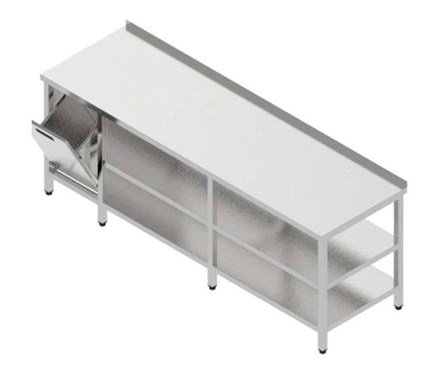 Pracovný stôl veľký s 2 policami a výklopným košom