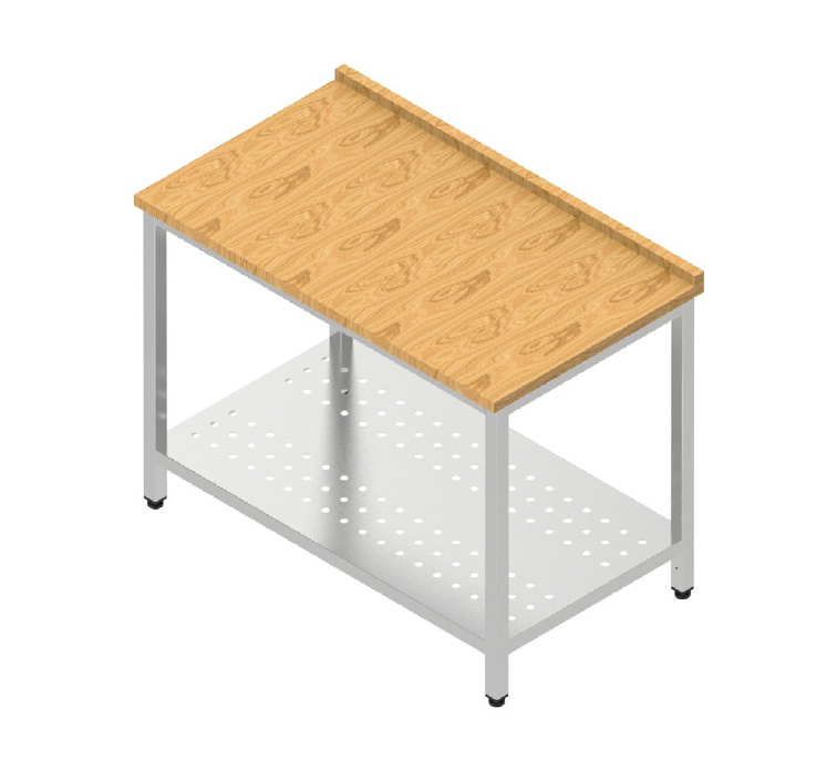 Pracovný stôl s bukovou doskou a dierovanou policou