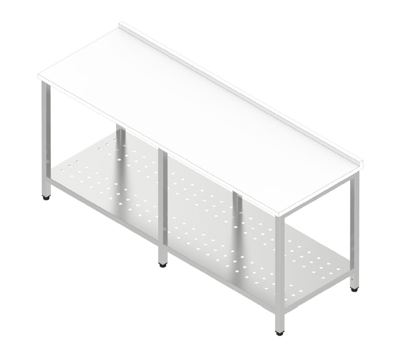 Pracovný stôl veľký s plastovou doskou a dierovanou policou