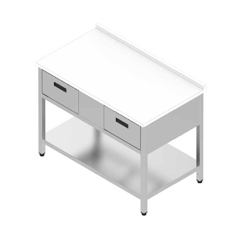 Pracovný stôl dvojzásuvkový s plastovou doskou