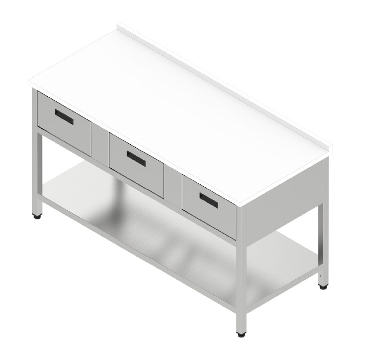 Pracovný stôl trojzásuvkový s plastovou doskou