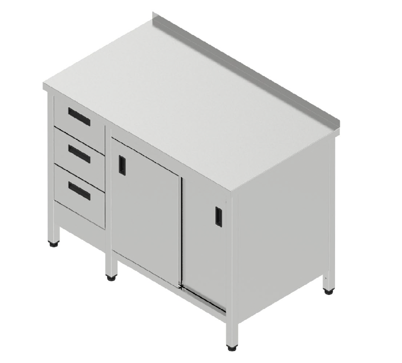Pracovná skriňa s 2 posuvnými dverami a zásuvkovým blokom