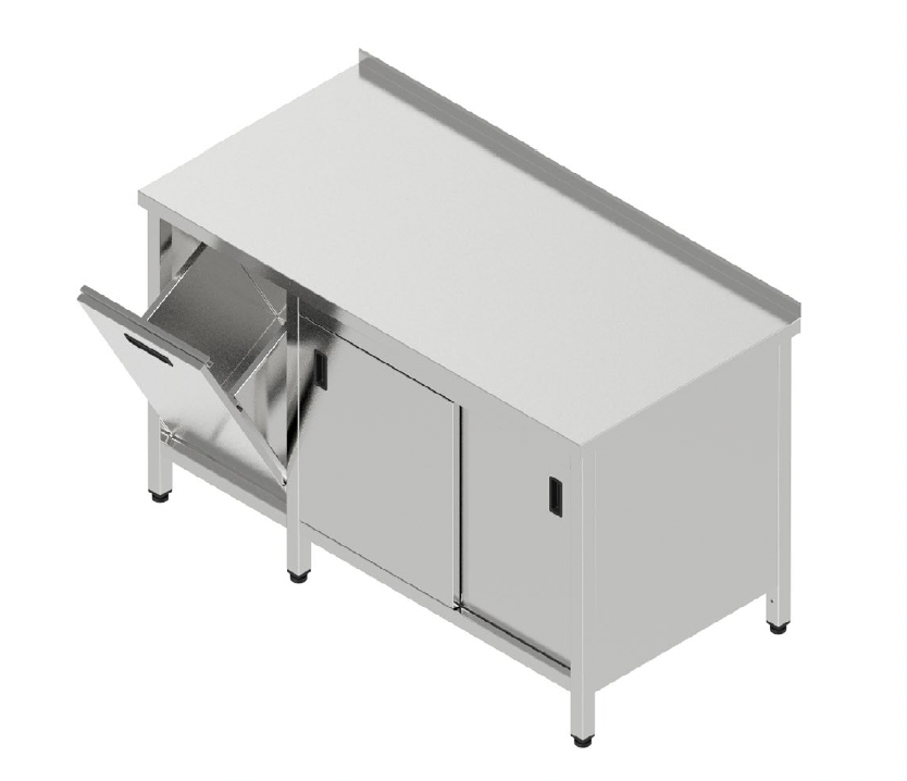 Pracovná skriňa s 2 posuvnými dverami a výklopným košom