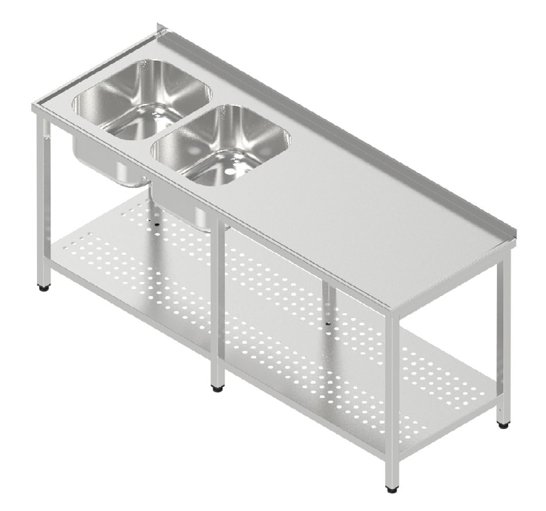 Umývací stôl dvojdrez veľký s dierovanou policou