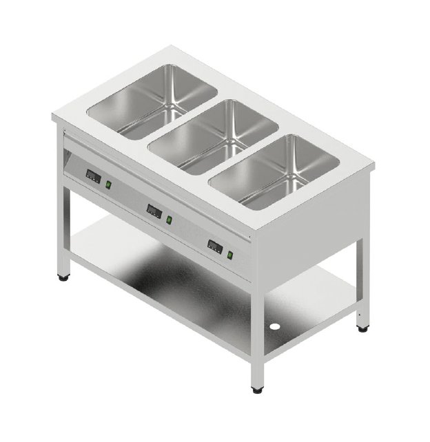 Výdajný ohrevný pult s delenými vaňami