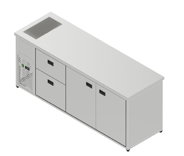 Chladiaci stôl nápojový s chladiacou vaňou - 2 zásuvky, 2 dvere