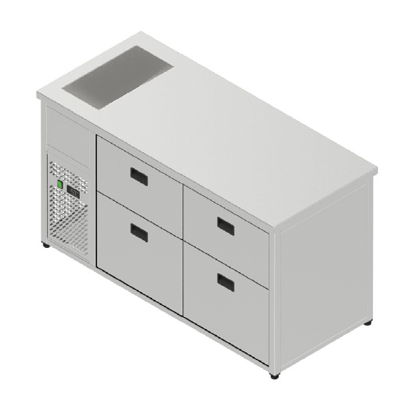 Chladiaci stôl nápojový s chladiacou vaňou - 4 zásuvky