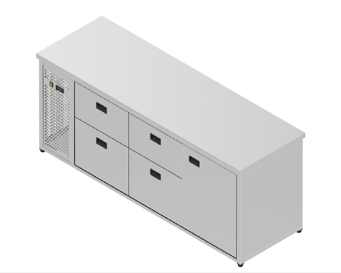 Chladiaci stôl nápojový - 4 zásuvky, 1 dvere