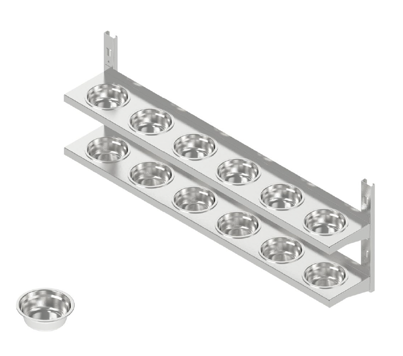 Nástenná polica na kruhové koreničky - dvojitá