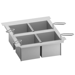 [60.75.978] Sada 4 košov na malé porcie 1/6 GN neperforované s vekom + rám na koše - typ 2-XS