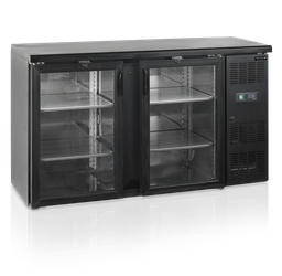 [CBC210G] Stôl chladiaci barový, 2 presklené dvere, čierny, 290 l