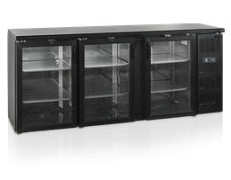 [CBC310G] Barový chladiaci stôl, 3 presklené dvere, čierny, 460 l