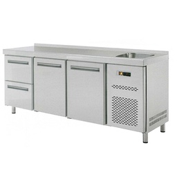 [RT-3D-2D2Z-S] Stôl chladiaci s drezom, 2 x dvere, 2 x zás.