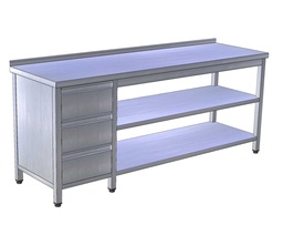 Pracovný stôl veľký so zásuvkami a 2 policami