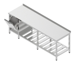 Pracovný stôl veľký s roštovou policou a výklopným košom