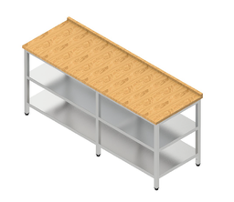 Pracovný stôl veľký s bukovou doskou s 2 policami