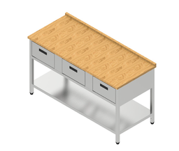 Pracovný stôl trojzásuvkový s bukovou doskou
