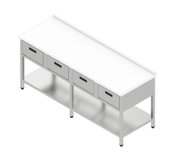 Pracovný stôl štvorzásuvkový s plastovou doskou