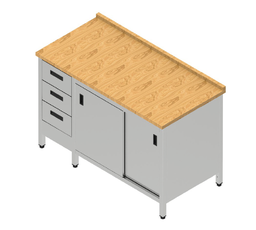 Pracovná skriňa s 2 posuvnými dverami a zásuvkovým blokom