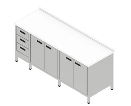 Pracovná skriňa veľká so zásuvkami, krídlovými dverami a plastovou doskou