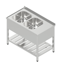 Umývací stôl dvojdrez krytovaný s roštovou policou