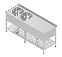 Umývací stôl dvojdrez krytovaný veľký s roštovou policou