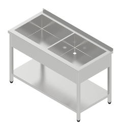 Umývací stôl - zváraná dvojvaňa s policou