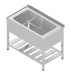 [USV-202] Umývací stôl - lisovaná jednovaňa s roštovou policou