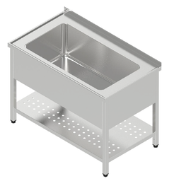 [USV-203] Umývací stôl - lisovaná jednovaňa s dierovanou policou