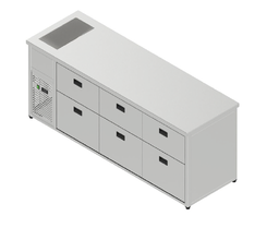 [PNV-060_2160x700x900] Chladiaci stôl nápojový s chladiacou vaňou - 6 zásuviek