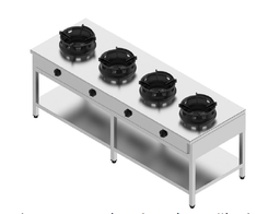 Plynový sporák - 4 horáky - 4x13 kW, V 750 mm